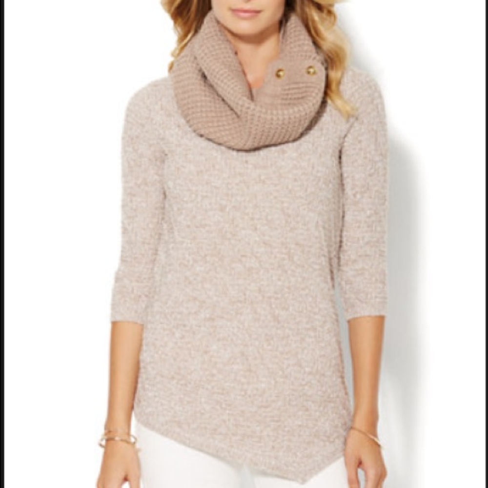 NY&C Marled Geo Tunic Sweater Light Brown